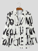 Mens Hand-Painted Letter Design Long-Sleeve Blazer SKUK92691