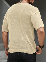 Mens Solid V-Neck Short Sleeve T-Shirt SKUK53851