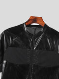 Mens Faux Leather Mesh Patchwork Zip Bodysuit SKUK38089