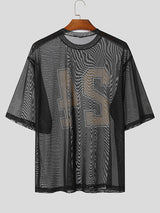 Mens Mesh Number Print Short-Sleeve T-Shirt SKUK72605