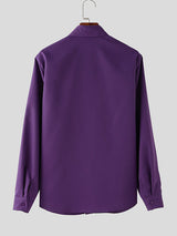 Mens Color-Block Panel Hollow-Out Long-Sleeve Shirt SKUK89167