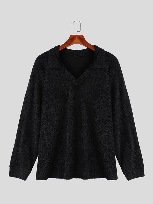 Mens Thin V-Neck Long-Sleeve Pullover Sweater SKUK71151