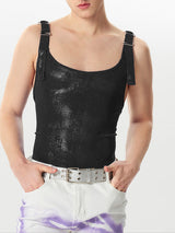 Mens Glitter Metal Buckle Strap Sleeveless Vest SKUK45337