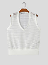 Mens Solid Mesh See Through Sleeveless Vest SKUK61371