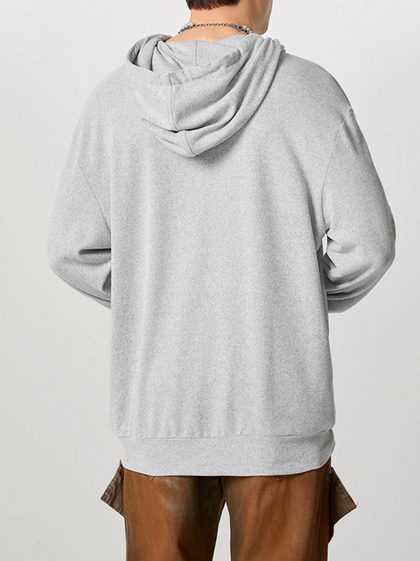 Mens Cut-Out Design Deep V-Neck Long-Sleeve Sweatshirt SKUK78593