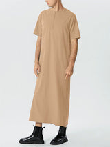 Men's Solid Color Loose Short-sleeved Robe SKUF33439