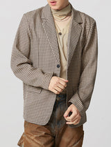 Mens Plaid Single Breasted Casual Blazer SKUK43872