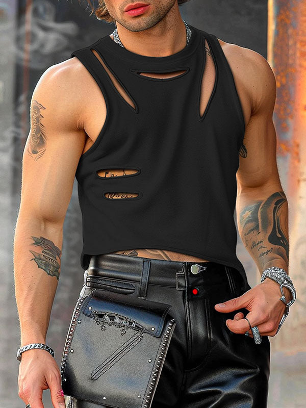 Mens Cutout See Through Crew Neck Vest SKUK63699