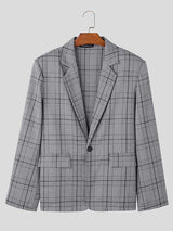 Mens Minimalist Plaid Long-Sleeve Blazer SKUK74055