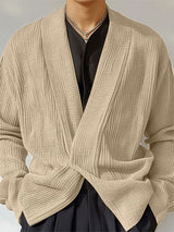 Mens Textured Deep V Neck Cardigan SKUK72744