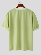 Mens Solid Color Textured Short Sleeve T-Shirt SKUK70351