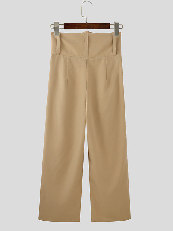 Mens Solid Color High-Waist Wide-Leg Pant SKUK93981