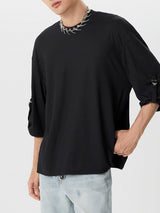 Mens Solid Crew Neck Rib-Knit T-Shirt SKUK39270