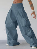 Mens Solid Multipocket High Waist Loose Pants SKUK55805