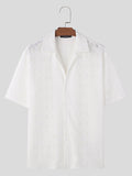 Mens Solid Lace See Through Short Sleeve Shirt SKUK60654
