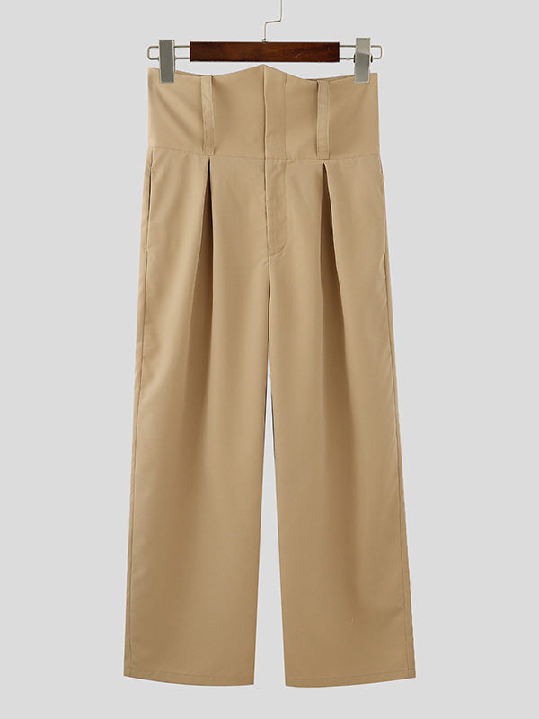 Mens Solid Color High-Waist Wide-Leg Pant SKUK93981