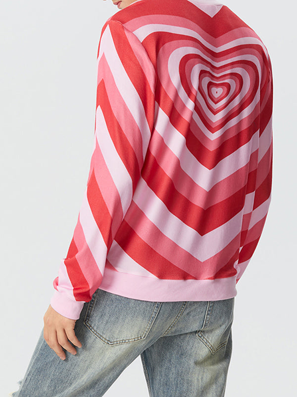 Mens Heart Print Crew Neck Long Sleeve T-Shirt SKUK31081