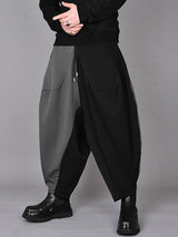 Mens Contrast Patchwork Casual Drawstring Harem Pants SKUK45447