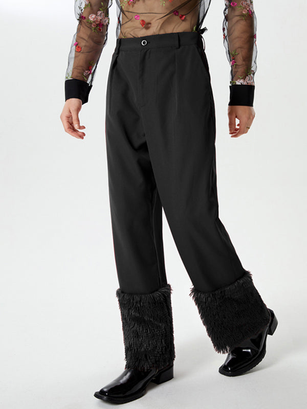 Mens Solid Color Patchwork Straight Pants SKUK49708