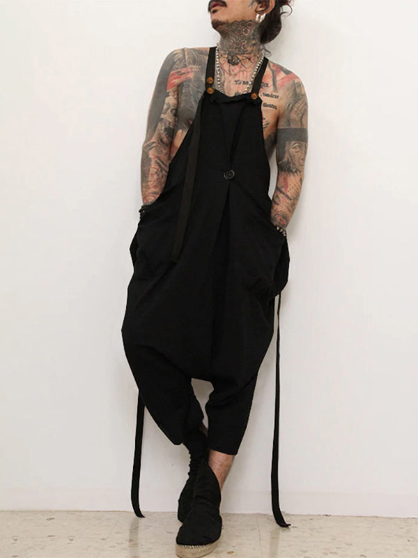 Mens Loose Wide-Leg Sleeveless Overall SKUK88160