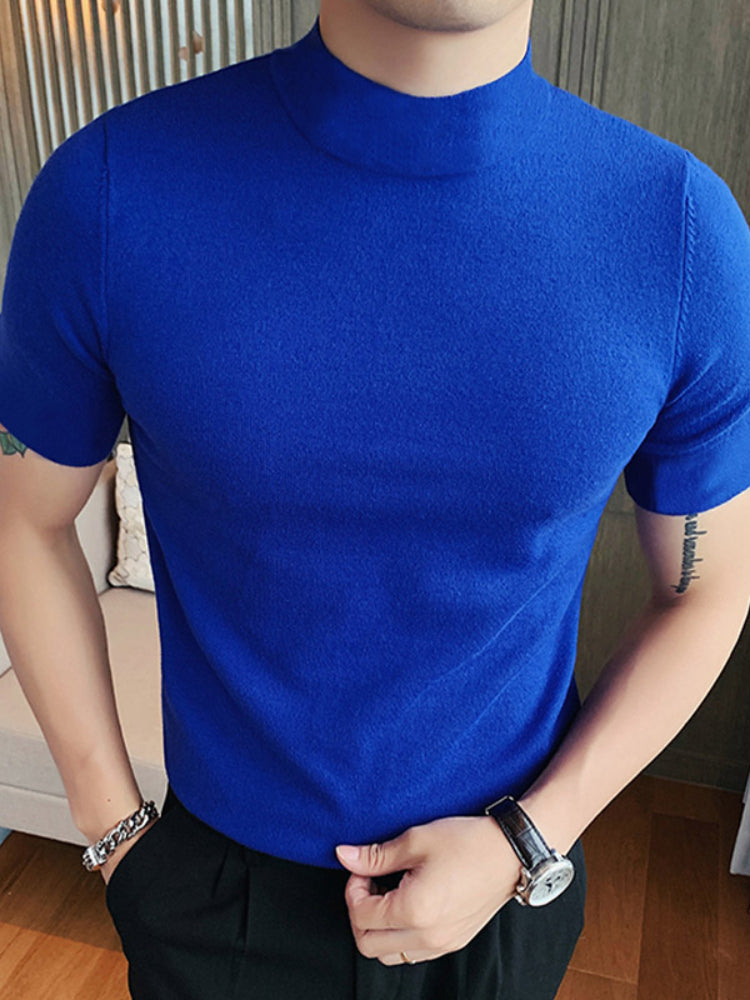 Solid Short Sleeve Half Collar T-shirt SKUJ90758