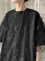 Mens Lace Patchwork Half Sleeve T-Shirt SKUK45515