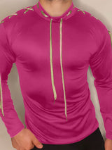 Mens Lace-Up Design Fitted Long Sleeve T-Shirt SKUK83107