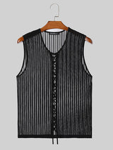 Mens Center Front Strap U-Neck Sleeveless Vest SKUK54051