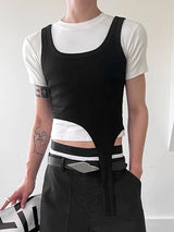 Mens Solid U-Neck Irregular Hem Sleeveless Vest SKUK63606