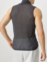 Mens Solid Cowl Neck Knit Vest SKUK52554