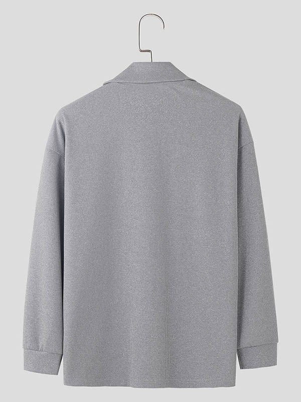 Mens Minimalist Textured Long Sleeve Pullover Sweater SKUK74183