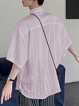 Mens Vertical Stripe Textured Sheer Shirt SKUK76206