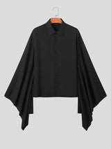 Mens Chinese Style Irregular Sleeve Solid Shirt SKUK38339