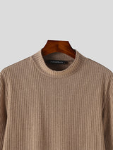 Mens Solid Rib-Knit Long Sleeve Sweater SKUK33374