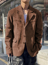 Mens Suede Panel Long-Sleeve Blazer SKUK91128