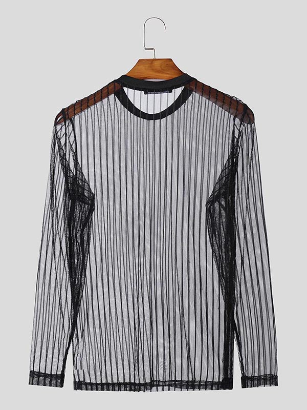 Mens Striped Sheer Long-Sleeve T-Shirt SKUK91508