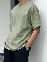 Mens Solid Texture Casual Short Sleeve T-Shirt SKUK11270