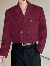 Mens Colorblock Cropped Long Sleeve Blazer SKUK83799