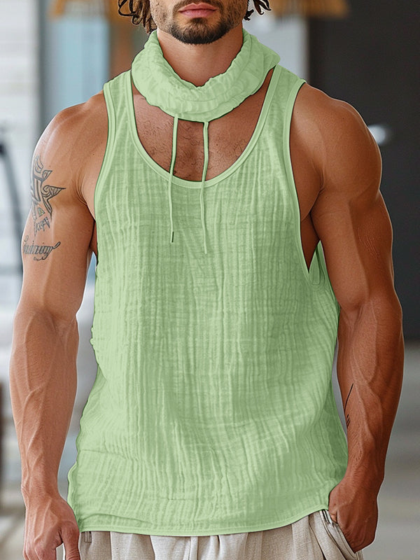 Mens Solid Color Cowl Neck Tank SKUK68821