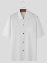 Mens Casual Floral Embroidery Short Sleeve Shirt SKUK71362