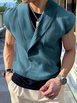 Mens Textured Knit Collared Sleeveless Shirt SKUK64762