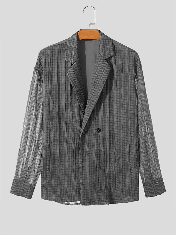 Mens Checkered Slightly Sheer Textured Casual Shirt SKUK70396