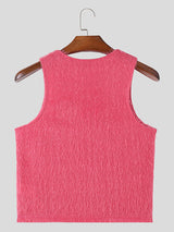 Mens Plush Solid Sleeveless Crop Top SKUK42923