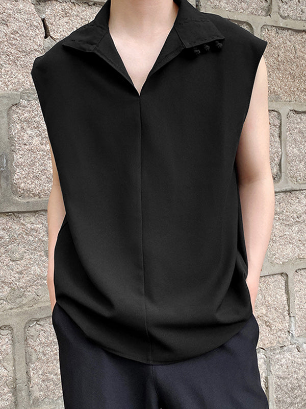 Mens Chinese Style Frog Button Solid Tank Vest SKUK16969