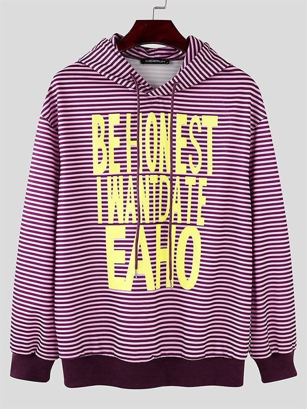 Mens Letter Print Striped Long-Sleeve Sweatshirt SKUK81530