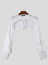 Mens Ruffle Lace Long-Sleeve T-Shirt SKUK91694