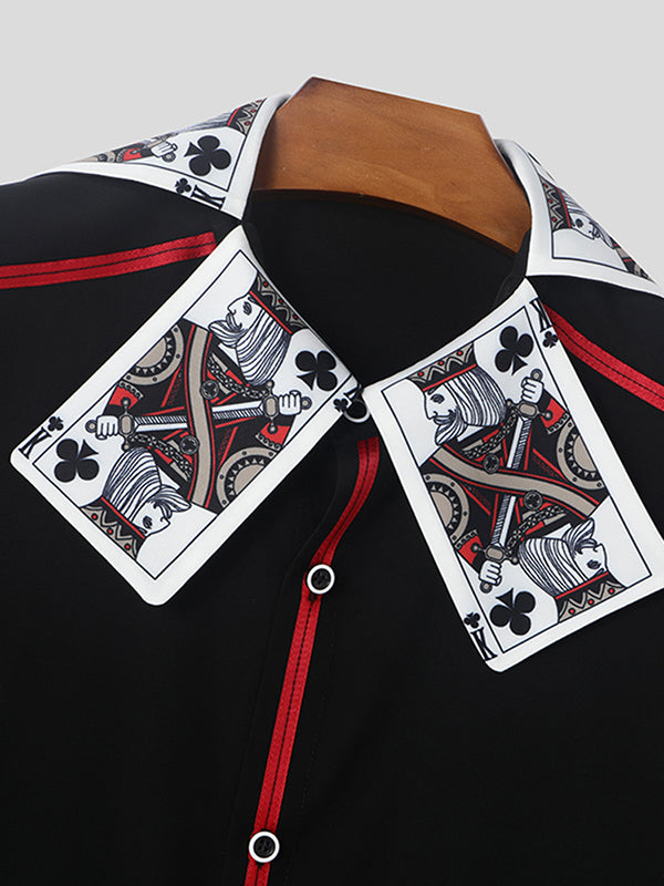 Mens Playing Card Decor Long-Sleeve Shirt SKUK79556