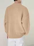 Mens Solid Zip Design Knit Pullover Sweater SKUK38337