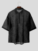 Mens Textured Sheer Short-Sleeve Polo Shirts SKUK58646