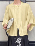 Mens Solid Square Collar Batwing Sleeve Shirt SKUK61137